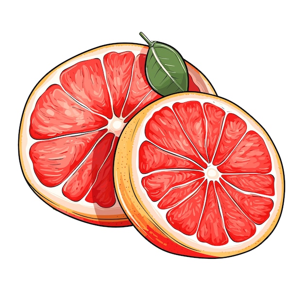 Handgezeichnete flache Farb-Grapefruit-Illustration