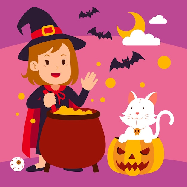 Handgezeichnete flache Halloween-Illustration