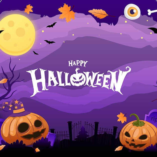 Handgezeichnete flache Halloween-Rahmenvorlage