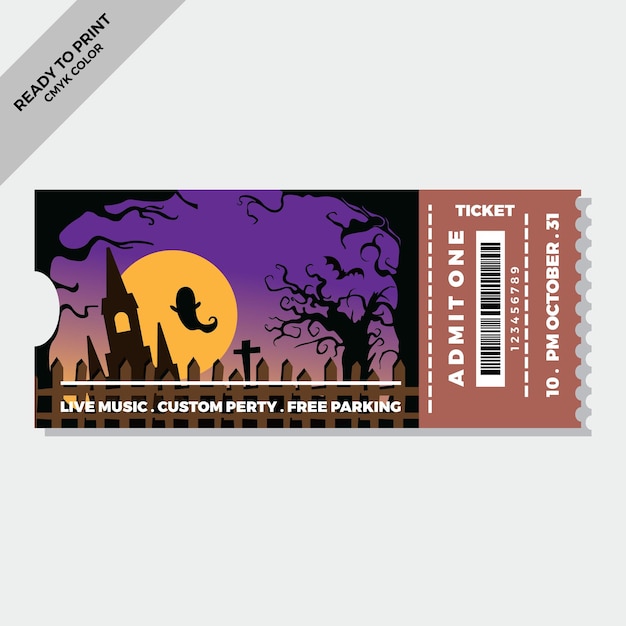 Vektor handgezeichnete flache halloween-tickets