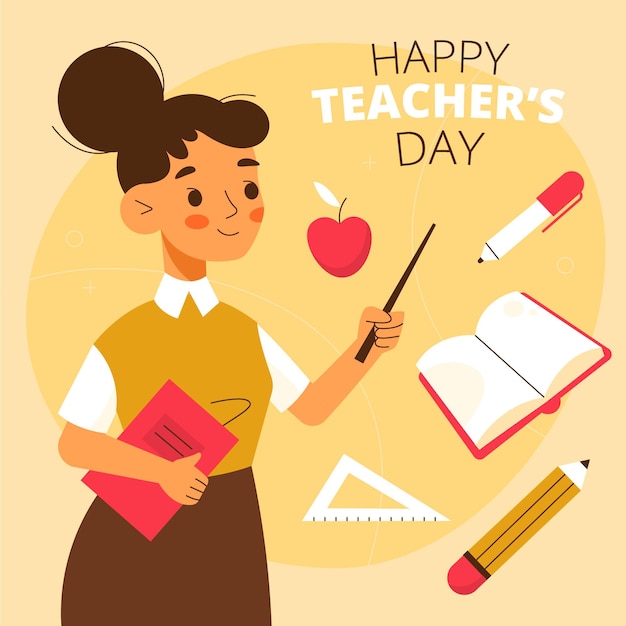 Handgezeichnete flache Illustration zum Tag des Lehrers