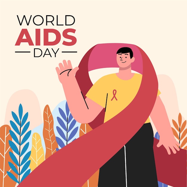 Handgezeichnete flache Illustration zum Welt-Aids-Tag