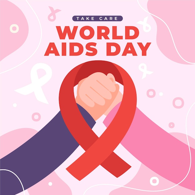 Vektor handgezeichnete flache illustration zum welt-aids-tag