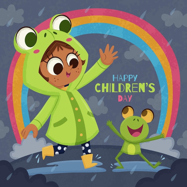 Handgezeichnete flache Illustration zum Weltkindertag