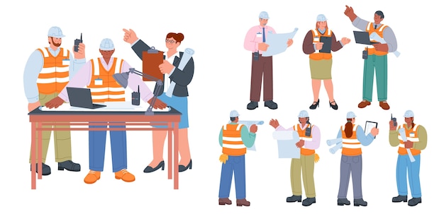 Handgezeichnete flache Ingenieur-Ikonen mit Illustrationen