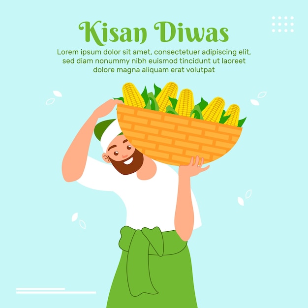 Vektor handgezeichnete flache kisan diwas national farmer's day illustration