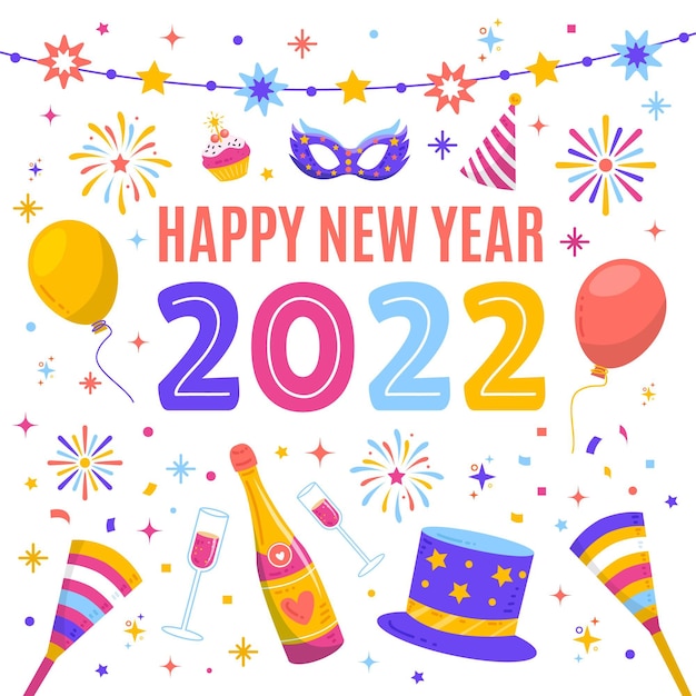 Handgezeichnete flache Neujahrsillustration