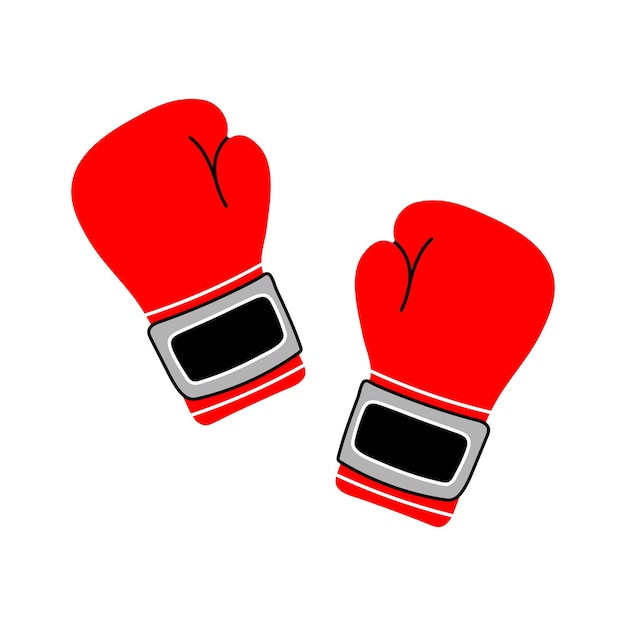 Handgezeichnete flache Vektorillustration von roten Boxhandschuhen Paar Sport Kampfsport Fitness