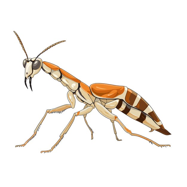 Vektor handgezeichnete flachfarbige pronghorn-mantis-illustration