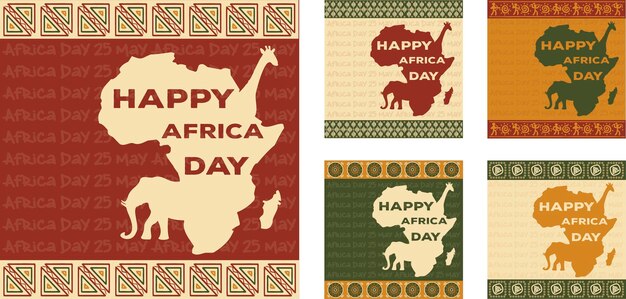 Handgezeichnete flat africa day ig-postsammlung