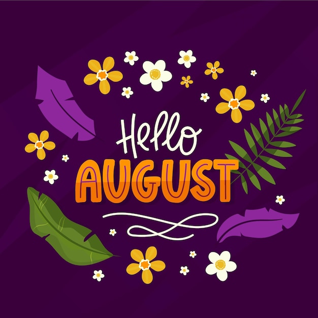 Handgezeichnete florale august-schriftzug