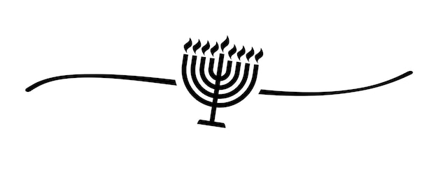 Vektor handgezeichnete form menorah schwarz mit niedlicher skizzenlinie, teilerform. hanukka schwarz gefärbte kerze