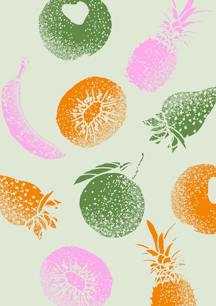 Vektor handgezeichnete fruits-sketch-illustration mit spray-textur