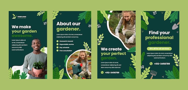 Handgezeichnete Gartendesign-Vorlage