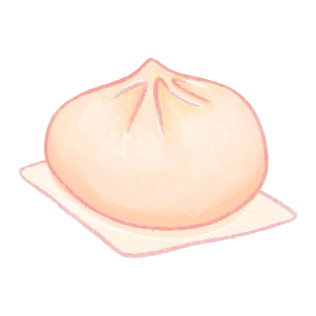 Handgezeichnete gedämpfte knödel mit ölpastellillustration