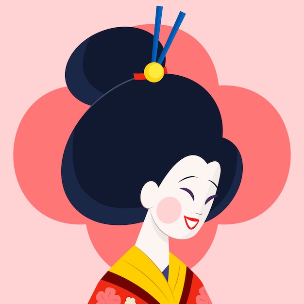 Handgezeichnete geisha-illustration