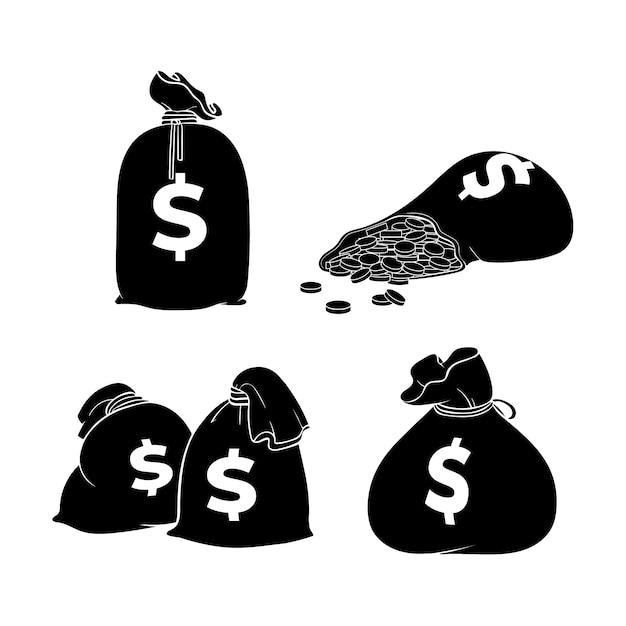 Handgezeichnete Geldbeutel-Silhouettenillustration