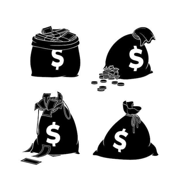 Handgezeichnete Geldbeutel-Silhouettenillustration