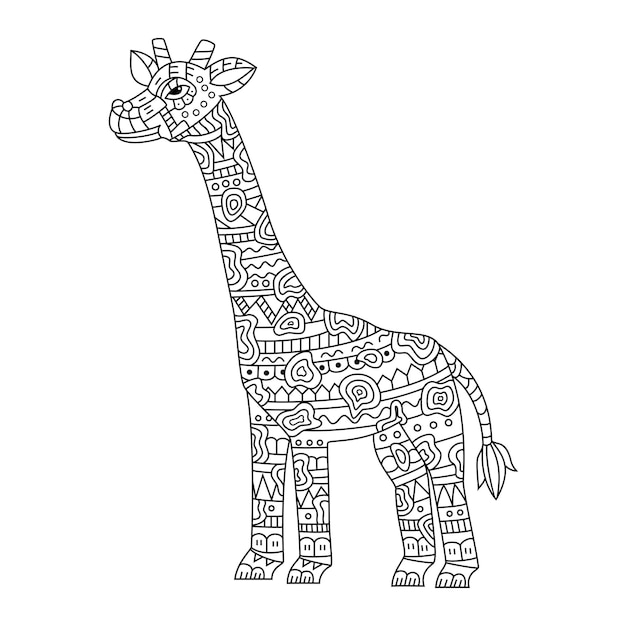 Handgezeichnete Giraffe im Zentangle-Stil