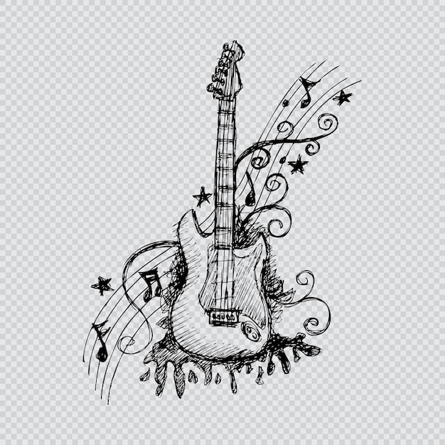 Handgezeichnete gitarre vektor-illustration