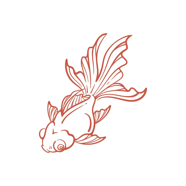 Vektor handgezeichnete goldfisch-linienkunst. goldfisch-vektorillustration