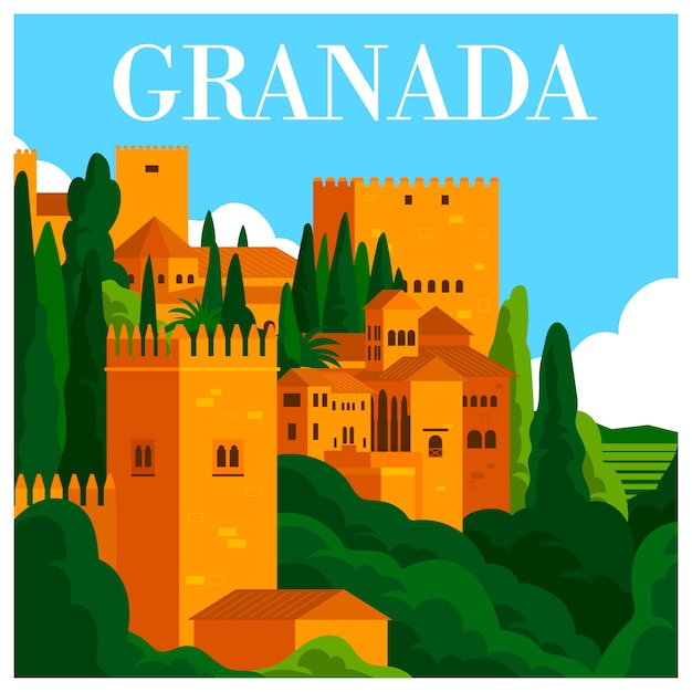 Handgezeichnete Granada-Illustration