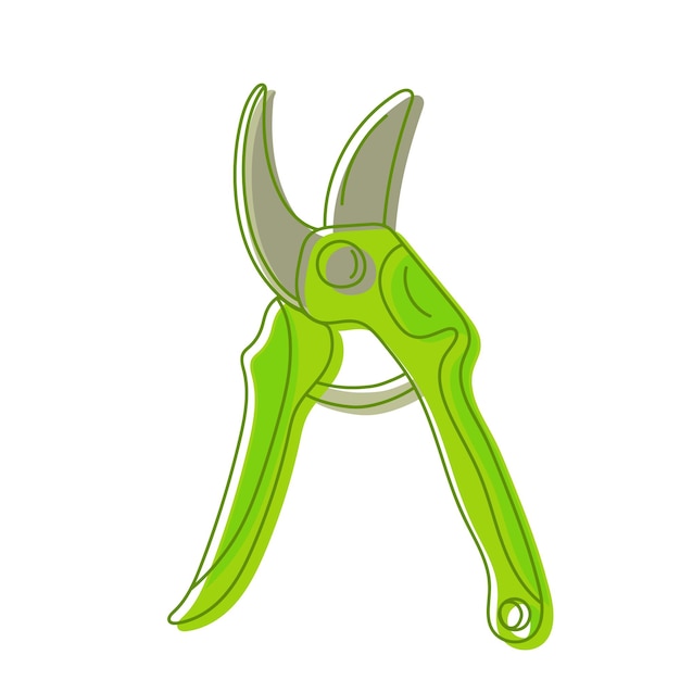 Handgezeichnete grüne Gartenschere