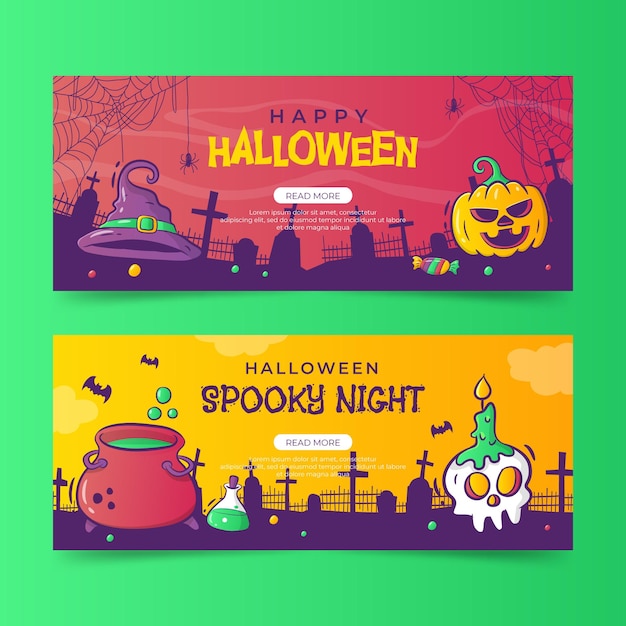 Vektor handgezeichnete halloween-banner-vorlage