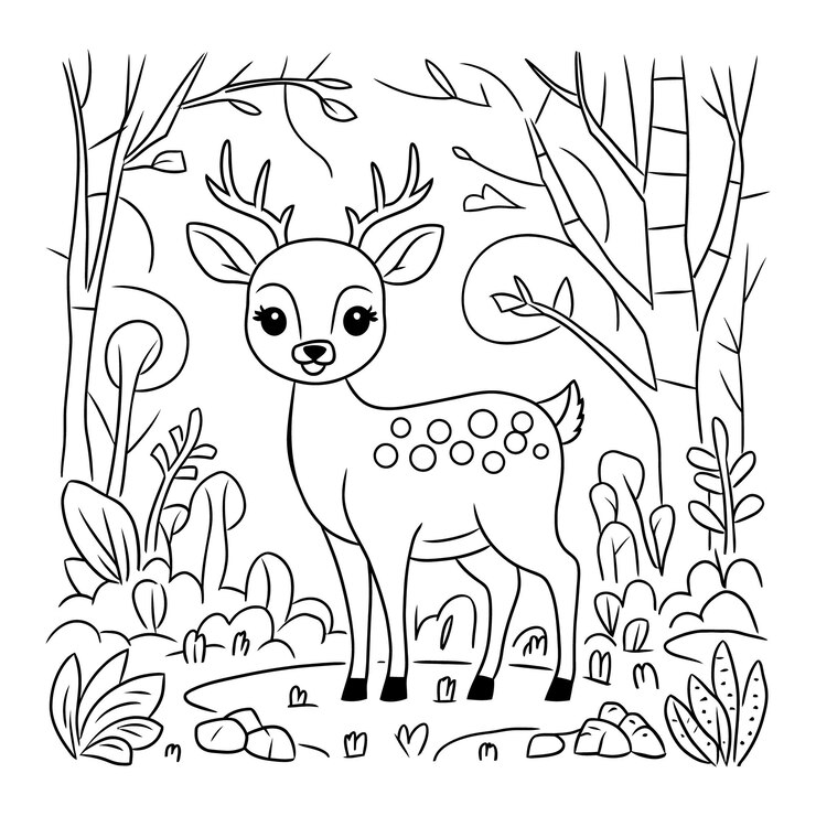 Handgezeichnete Hirsch-Umrissillustration