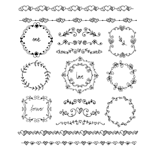 Handgezeichnete Hochzeitsalbum-Ornamente