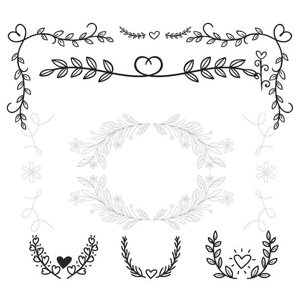 Handgezeichnete Hochzeitsalbum-Ornamente