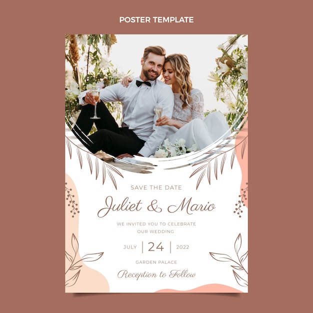 Handgezeichnete Hochzeitsplakatschablone