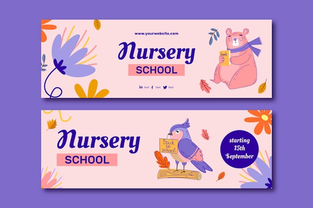 Handgezeichnete horizontale Banner für den Kindergarten