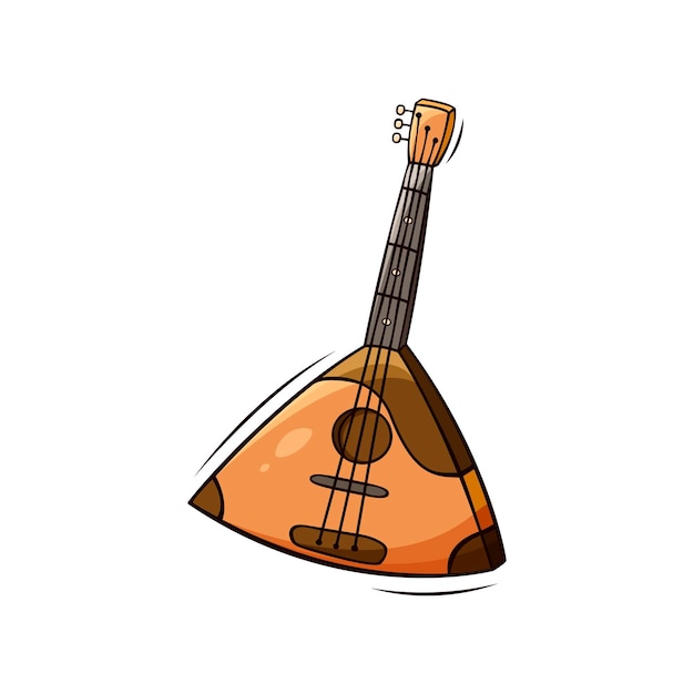 Vektor handgezeichnete ikone der russischen balalaika im doodle-stil isoliert auf weißem hintergrund