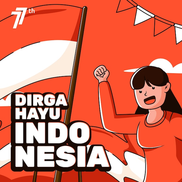 Handgezeichnete illustration des indonesischen unabhängigkeitstages