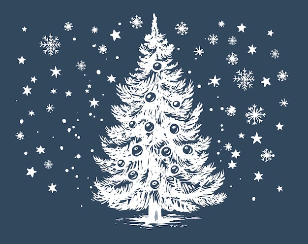 Handgezeichnete Illustration des Weihnachtsbaums