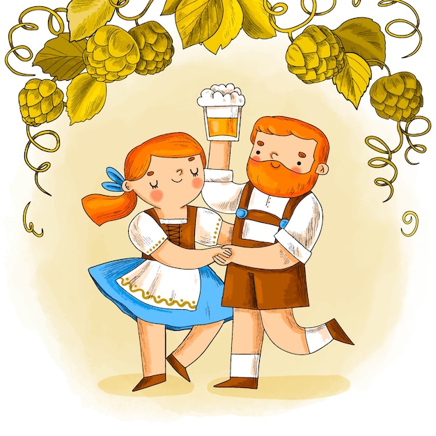 Vektor handgezeichnete illustration für das oktoberfest-bierfest