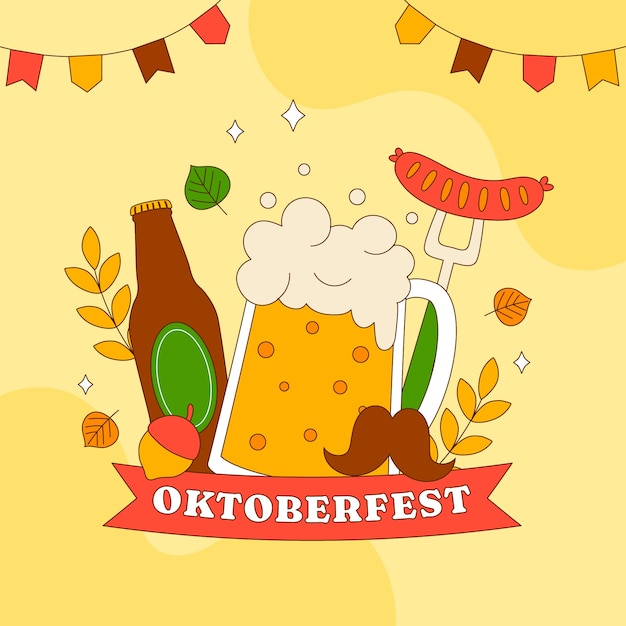 Vektor handgezeichnete illustration für das oktoberfest