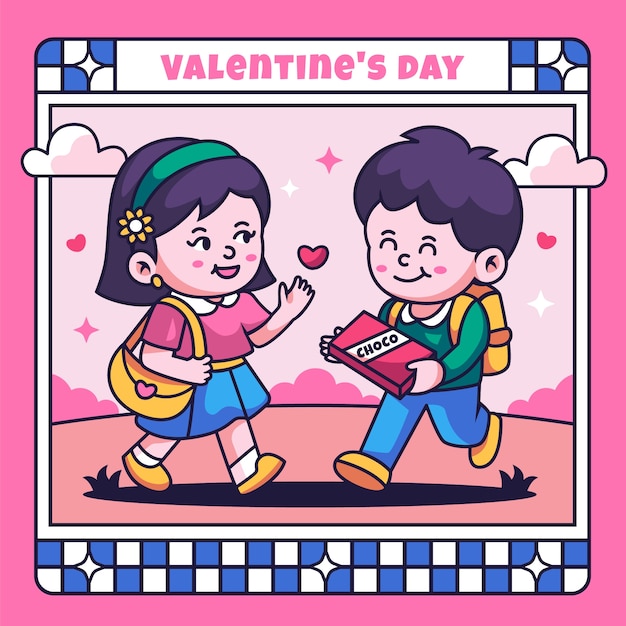 Handgezeichnete illustration für den valentinstag