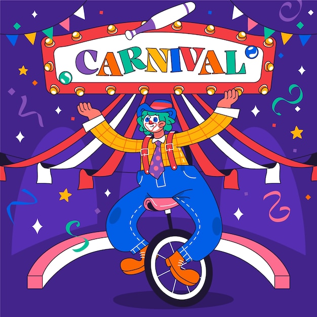 Handgezeichnete illustration für eine karnevalsparty