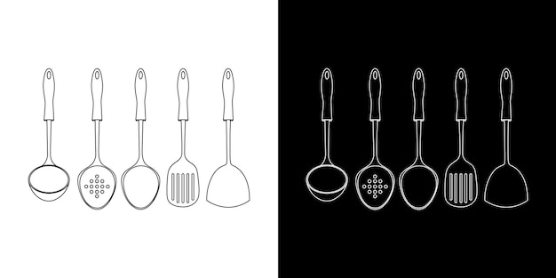 Vektor handgezeichnete illustration küchengeräte eine sammlung von küchenutensilien