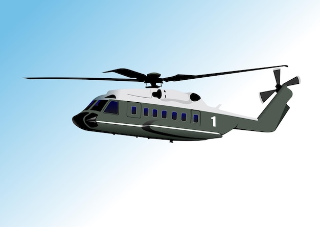 Vektor handgezeichnete illustration von army helicopter vector 3d