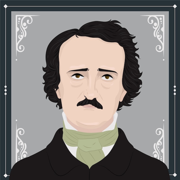 Vektor handgezeichnete illustration von edgar allan poe