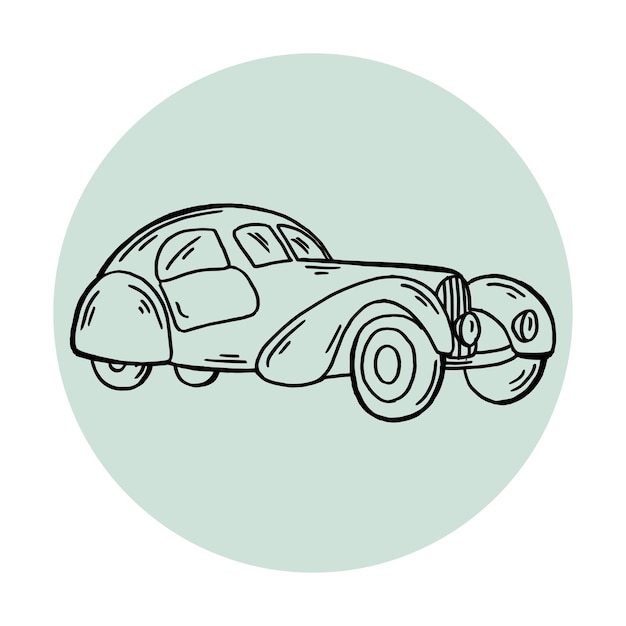 Handgezeichnete illustration von klassischen vintage-autos