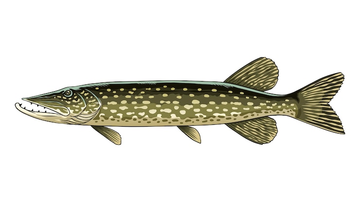 Vektor handgezeichnete illustration von pike fish