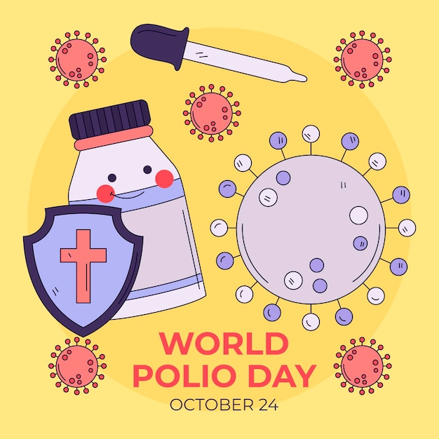 Handgezeichnete illustration zum welt-polio-tag