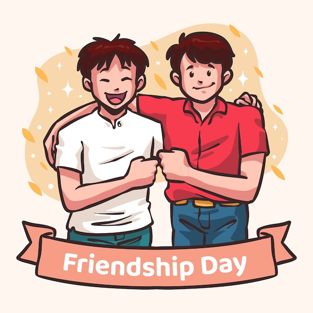 Vektor handgezeichnete illustration zur feier des internationalen freundschaftstages