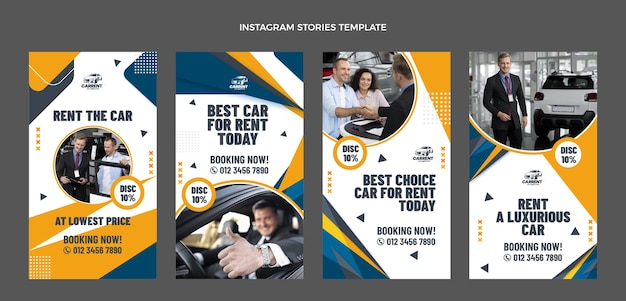 Handgezeichnete Instagram-Geschichten für die Autovermietung