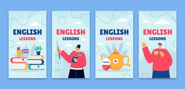 Handgezeichnete Instagram-Geschichten für Englischunterricht