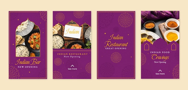 Handgezeichnete Instagram-Geschichten für indische Restaurants